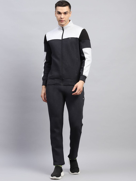 Monte Carlo Men Mid Rise Colourblocked Mock Neck Tracksuit