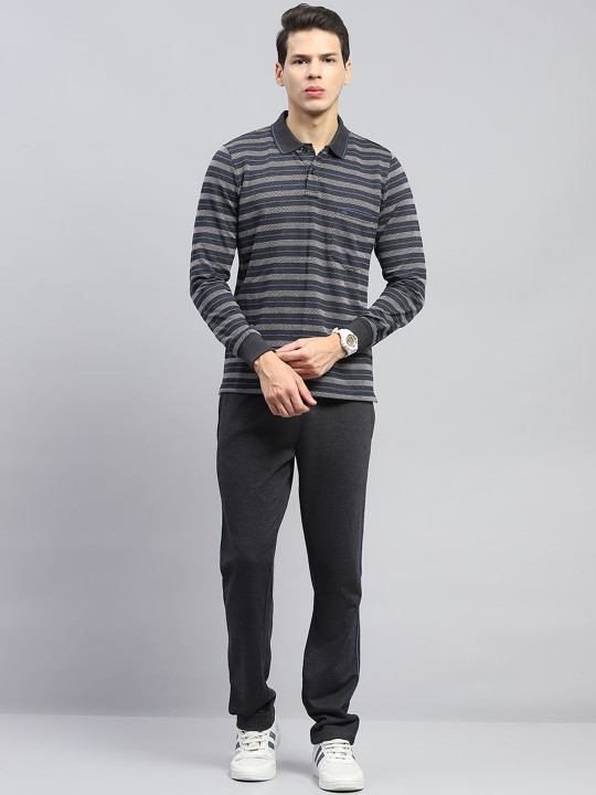 Monte Carlo Striped Polo Collar Long Sleeves T-Shirt With Trouser