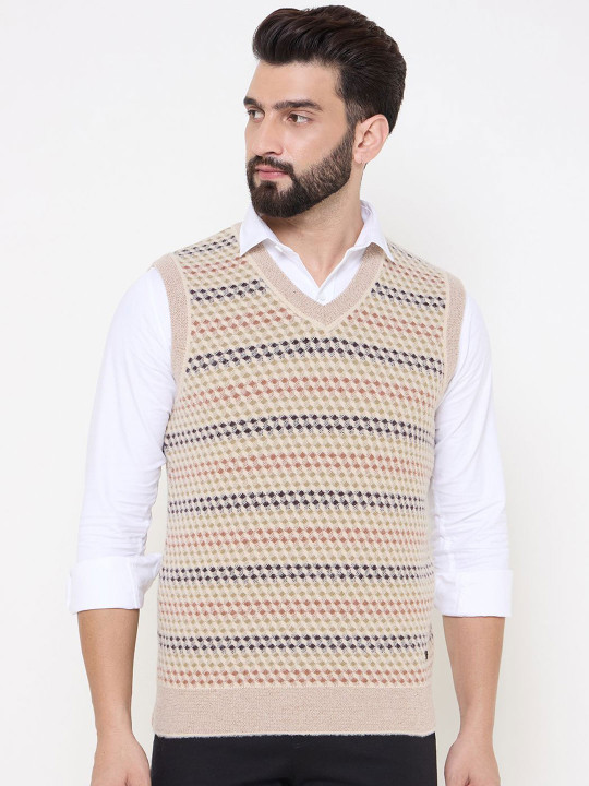 Duke Men Self Design Sleeveless Vest Sweater