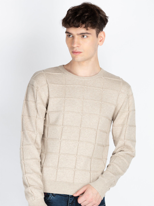 Status Quo Men Round Neck Cotton Pullover Sweater