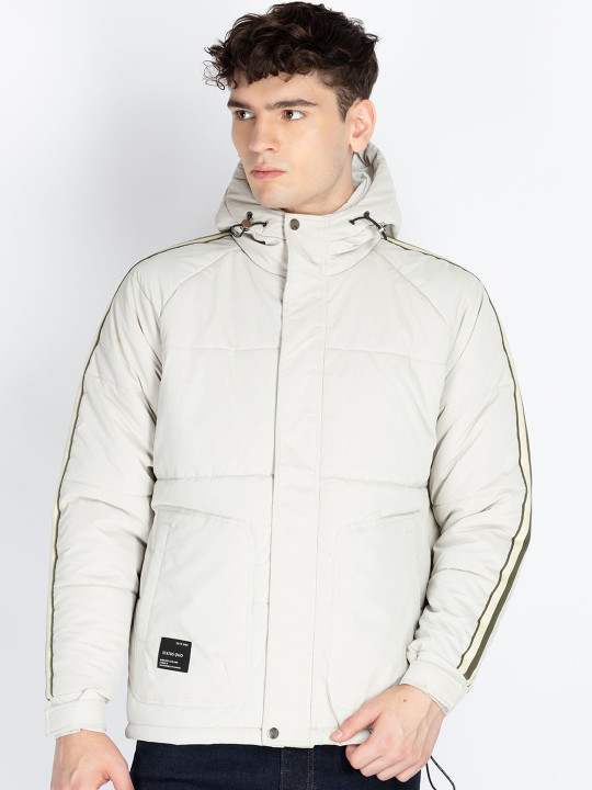 Status Quo Men Hooded Striped Casual Padded Jacket