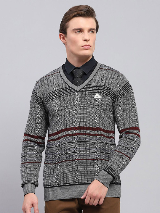 Monte Carlo Men Checked Woollen Pullover