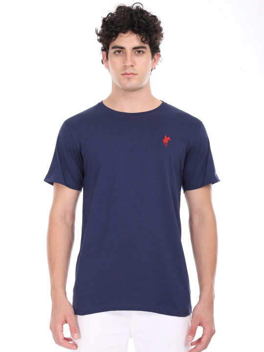 Masculino Latino Plus Men Solid Round Neck Cotton T-shirt