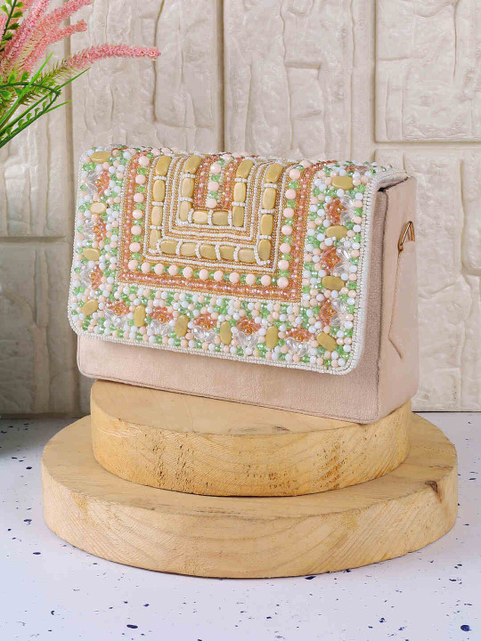 Mochi Embroidered Box Clutch