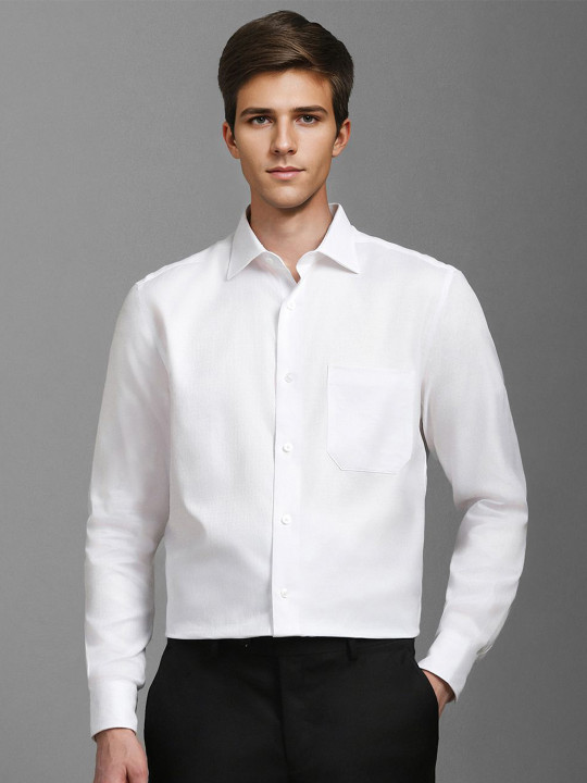 Louis Philippe Men Classic Spread Collar Solid Cotton Formal Shirt