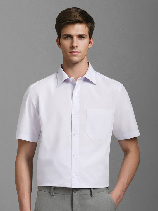Louis Philippe Men Classic Spread Collar Solid Cotton Formal Shirt