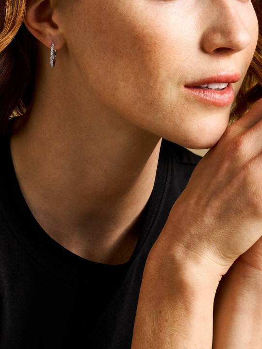 Fossil Stone Studded Circular Hoop Earrings