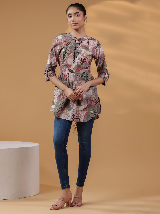 Rain & Rainbow Women Ethnic Motifs Printed Cotton Top