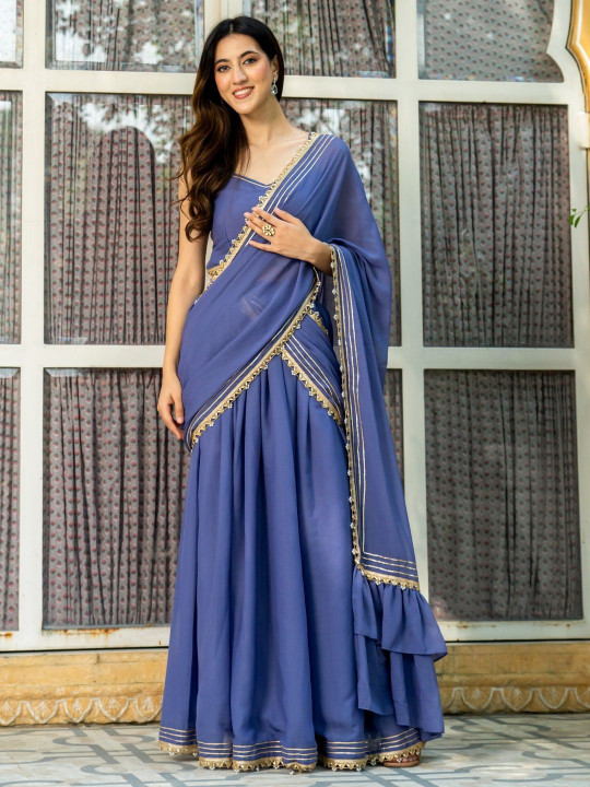 HOUSE OF JAMOTI Embroidered Lehenga Saree