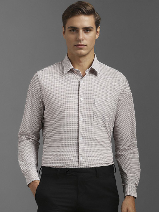 Louis Philippe Men Spread Collar Micro Ditsy Printed Slim Fit Formal Shirt