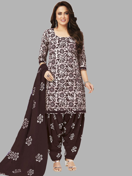 MIRAAN Floral Printed Pure Cotton Unstitched Dress Material