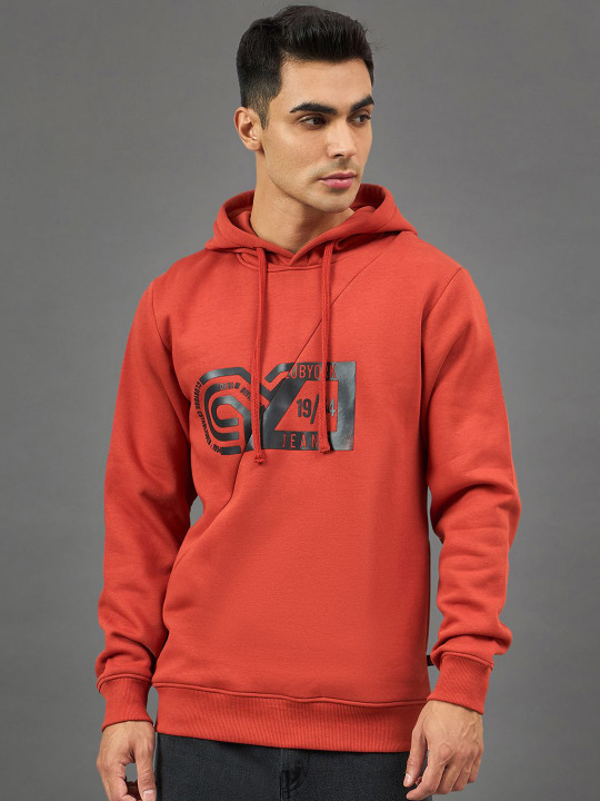 Club York Men Printed Hooded Sweatshirt