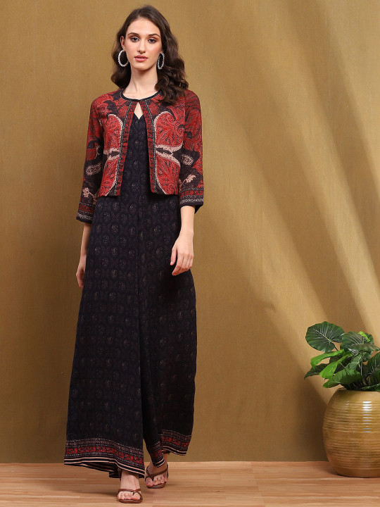 Biba Women Printed Basic Round Neck Jumpsuit