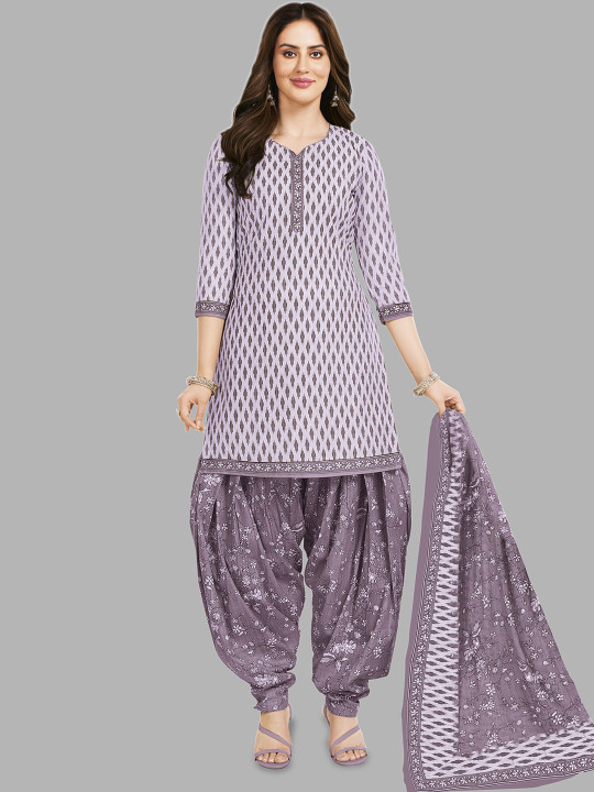 MIRAAN Floral Printed Pure Cotton Unstitched Dress Material