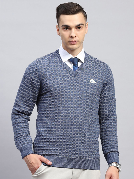 Monte Carlo Men Checked Woollen Pullover