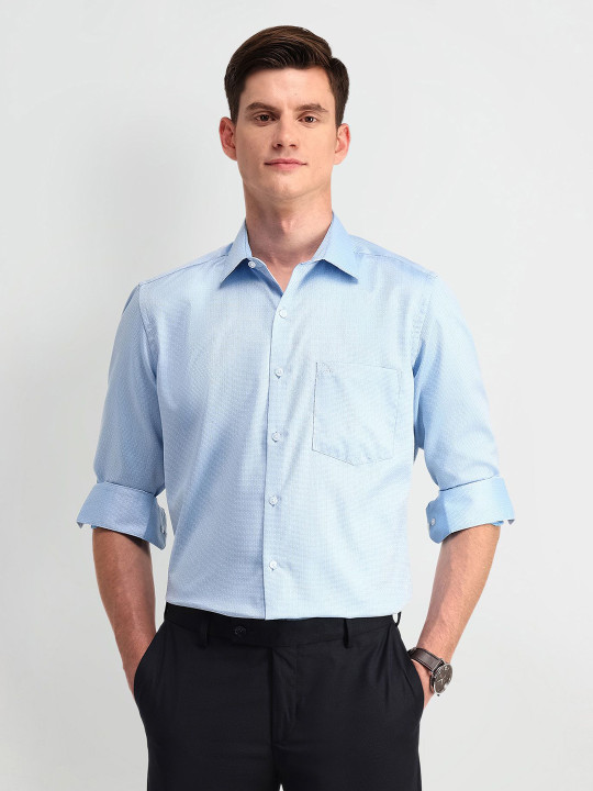Arrow Men Classic Spread Collar Textured Cotton Casual Shirt