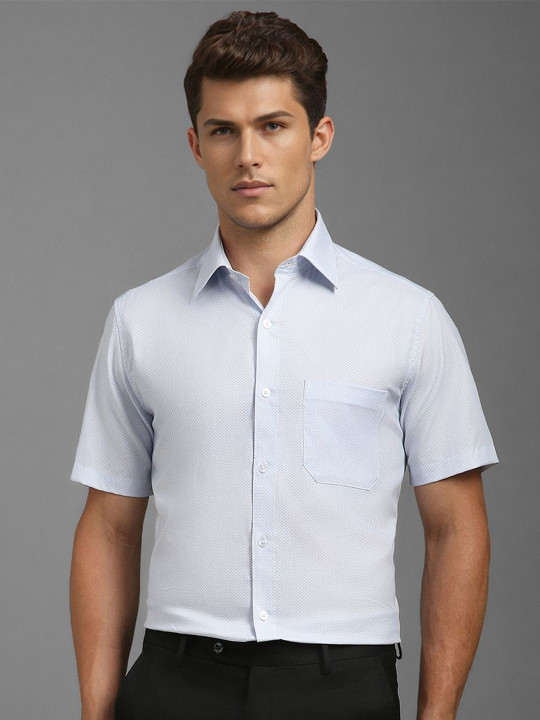 Louis Philippe Men Classic Spread Collar Solid Cotton Formal Shirt