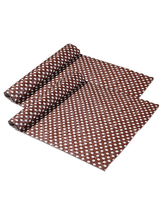 Kuber Industries Brown 2 Pieces Polka Dot Printed Water Resistant Shelf Liner