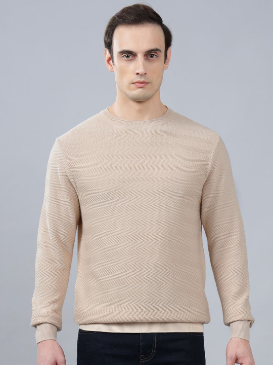 Cantabil Men Solid Self Design Cotton Pullover