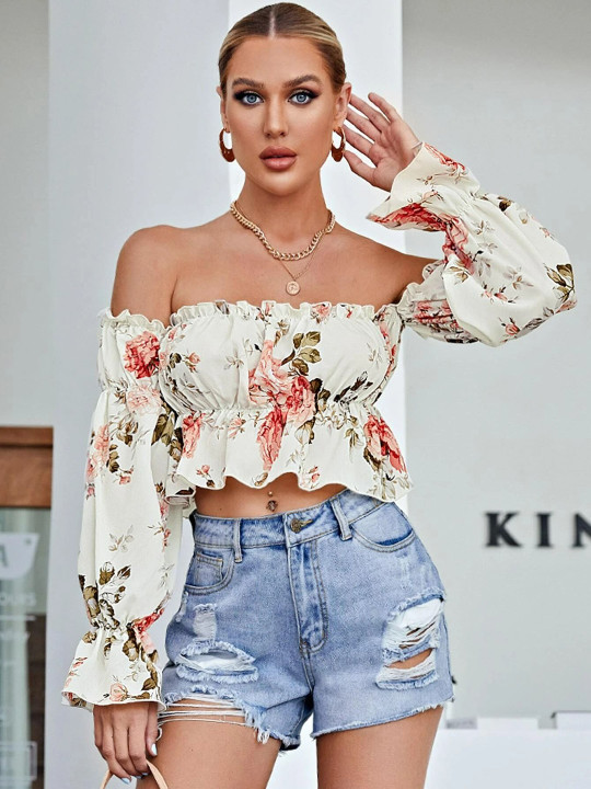 Stylecast X Slyck Floral Printed Off-Shoulder Top