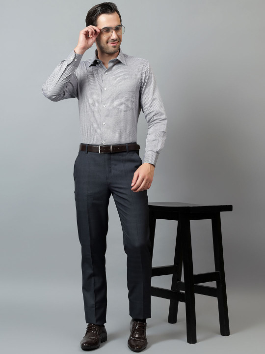 Ostermann Men Checked Formal Trousers