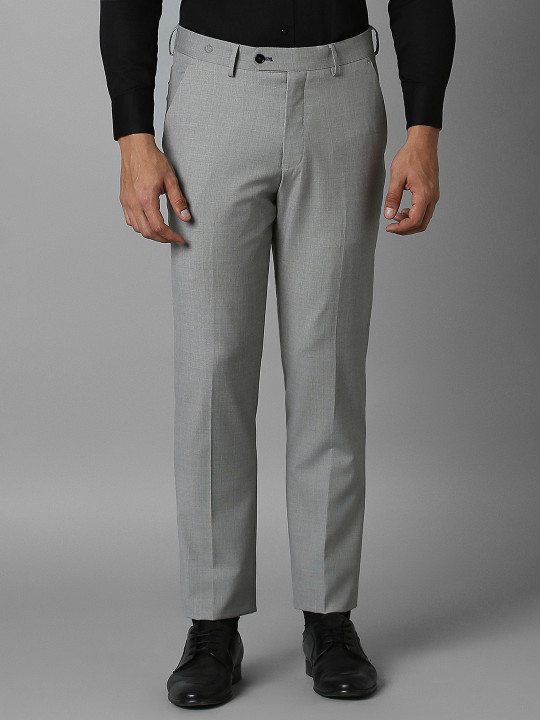 Luxure by Louis Philippe Men Checked Slim Fit Formal Trousers