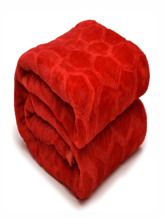 CHICERY Red Geometric Mink Heavy Winter 200 GSM Single Bed Blanket