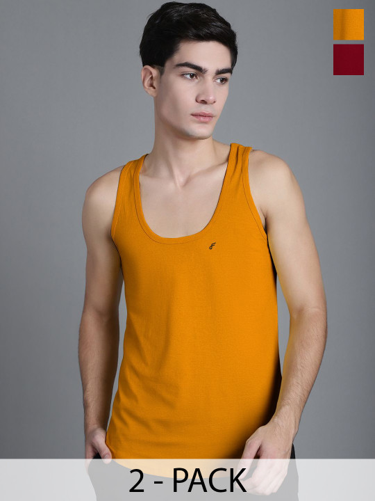 FBAR Men Pack Of 2 Cotton Anti-Bacterial Gym Innerwear Vests