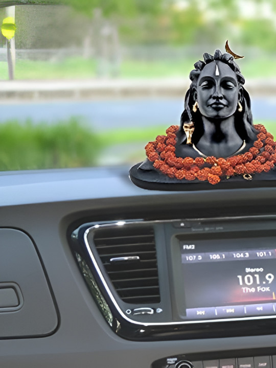 Navyaksh Adiyogi Lord Shiva Gold Polyresin Matte Prayer Room Set of 2 Small Showpieces - 3.1 Inches
