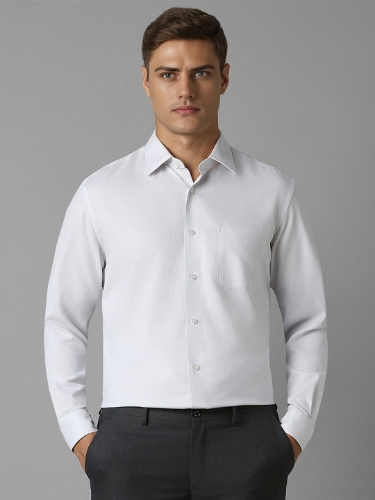 Louis Philippe Men Classic Spread Collar Solid Cotton Formal Shirt