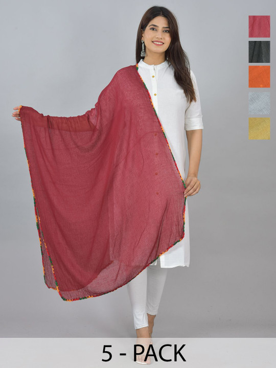 LA FEMINAE Pack Of 5 Pure Cotton Dupatta