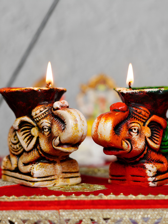 Lupaava Diwali Clay 2 Piece Handmade Diyas