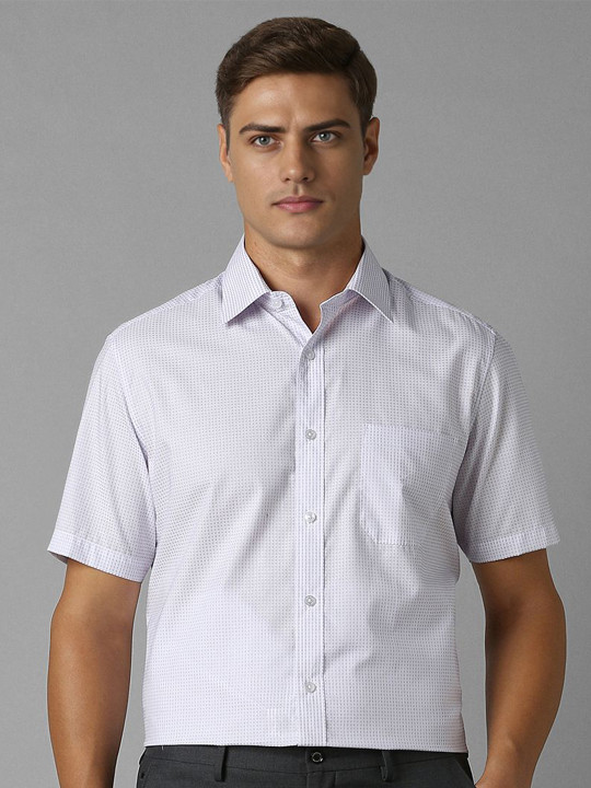 Louis Philippe Men Classic Cutaway Collar Textured Cotton Formal Shirt