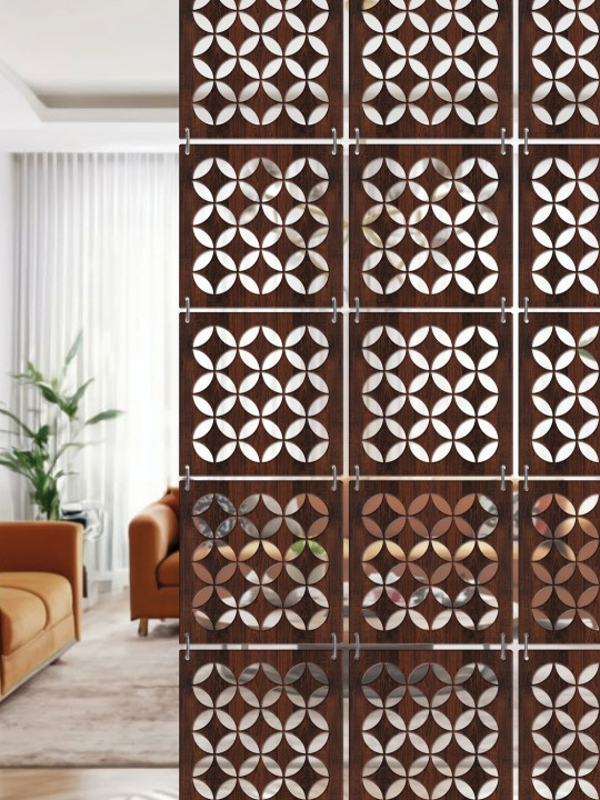 Brown Geometric Window Blinds