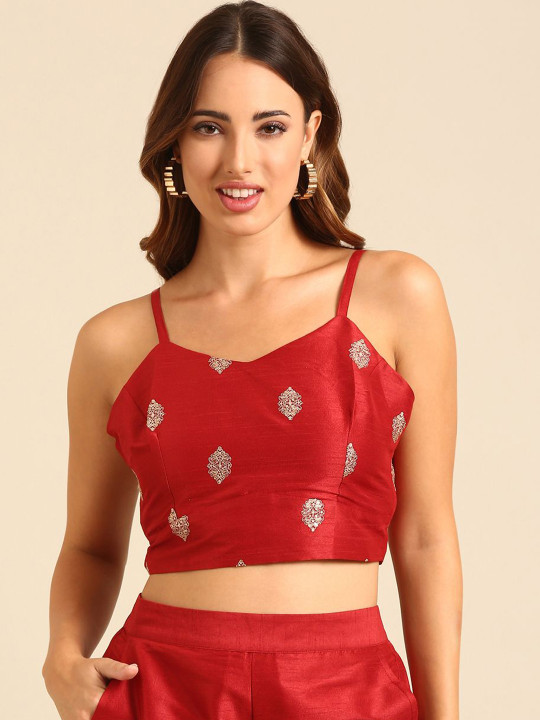 De Moza Women Embroidery Readymade Saree Blouse