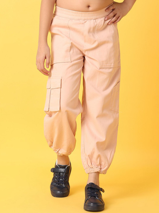 V-Mart Girls Solid Regular Fit Cargo Trousers