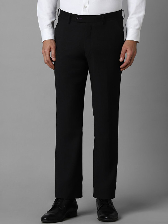 Luxure by Louis Philippe Men Solid Mid-Rise Slim Fit Formal Trousers