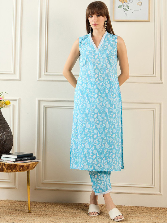 Indo Era Women Blue Kurta Sets