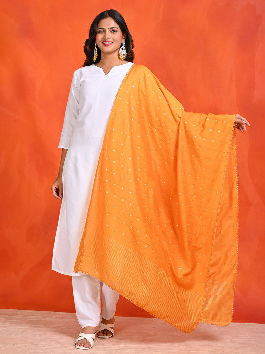 HELLA FASHIONS Woven Design Dupatta with Zari
