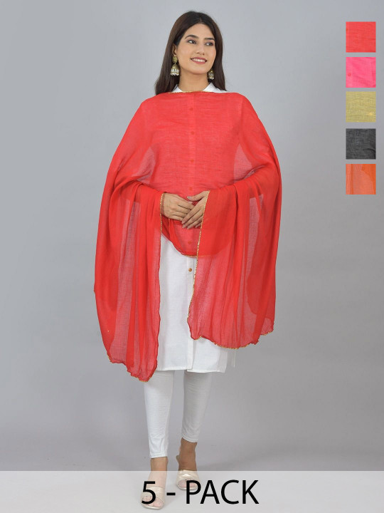LA FEMINAE Pack Of 5 Pure Cotton Dupattas