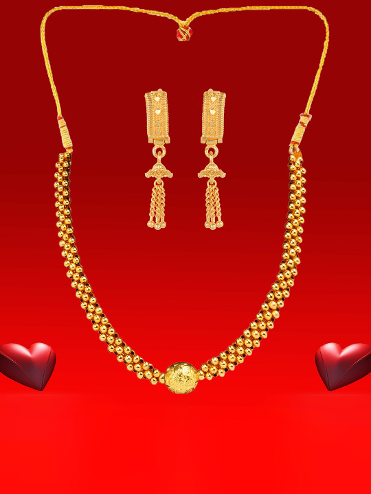 Heer Collection Gold Plated Matte Finish Jewellery Set