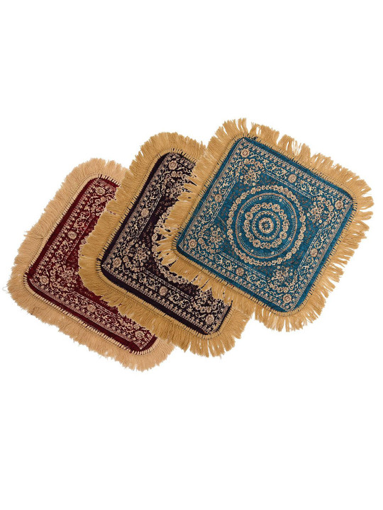 Kuber Industries Floral Velvet 3 Piece Easy to Clean House Warming Prayer Mats
