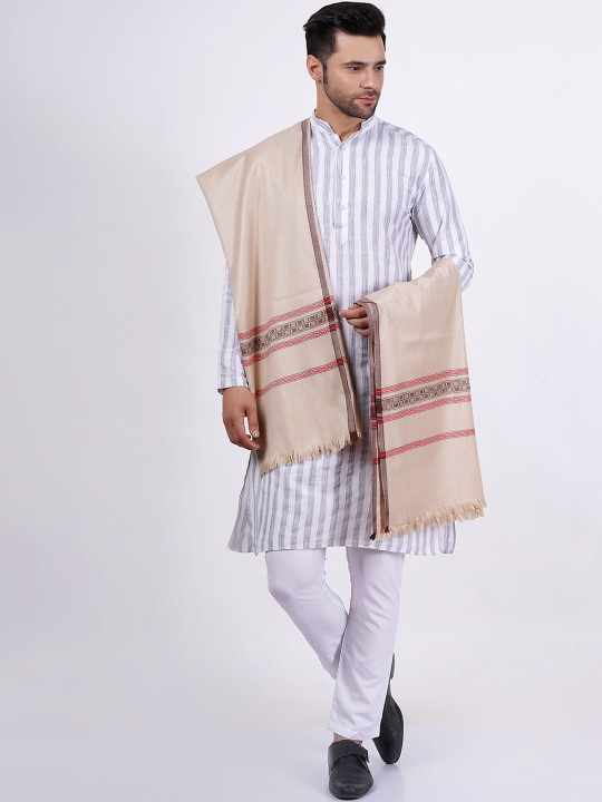 Vrinde Striped Woven Design Woollen Shawl