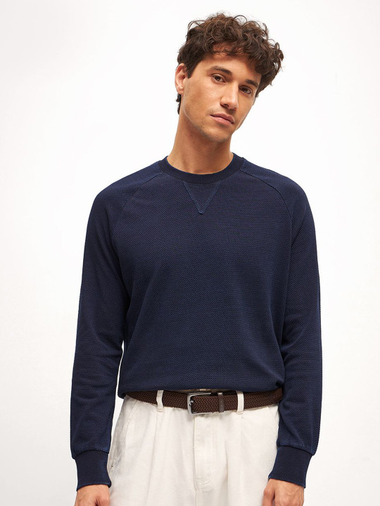 THE BEAR HOUSE Men Crew Neck Self-Design Pullover