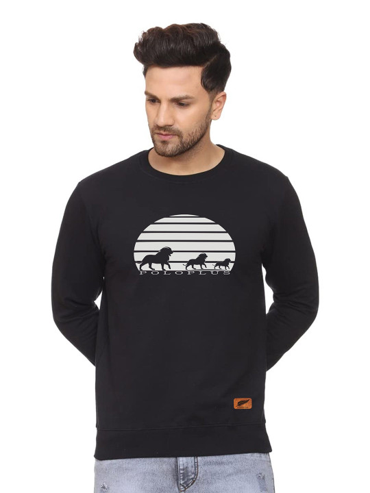 Polo Plus Men Alphanumeric Printed Round Neck Sweatshirt