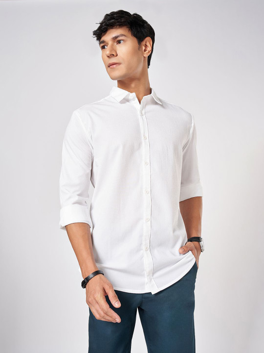 BYFORD by Pantaloons Men Original Spread Collar Solid Slim Fit Casual Shirt