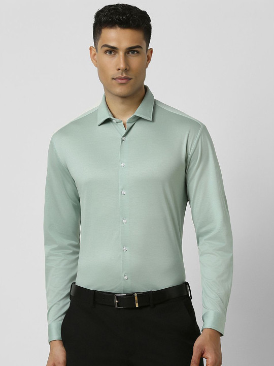Van Heusen Men Spread Collar Solid Cotton Slim Fit Formal Shirt