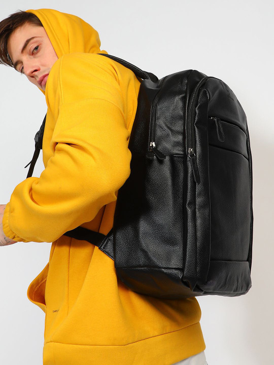 French Accent Men Leather Backpack