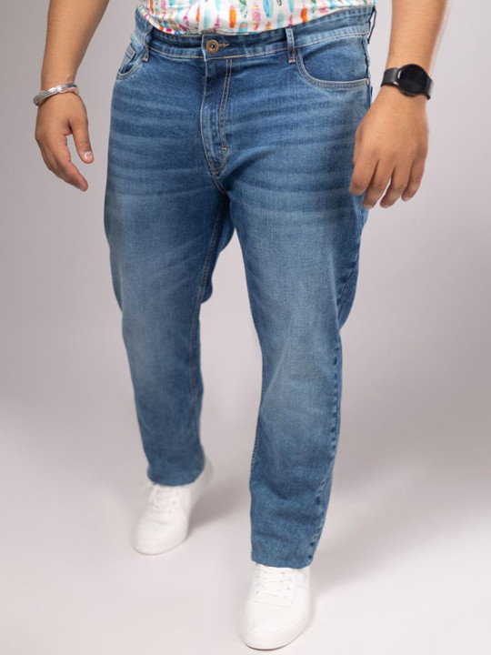 Sizeupp Men Plus Size Regular Fit Solid Jeans