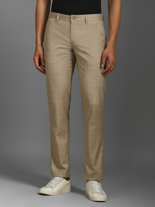 Louis Philippe Sport Men Checked Slim Fit Formal Trousers